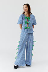 Women's Plaid Trousers Fashionable With Side-slit