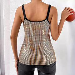 Summer Sequined Suspender Chain Vest Top Women's Clothing