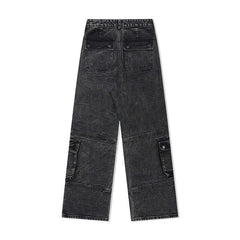 Distressed Heavy Washed Multi-pocket Jeans