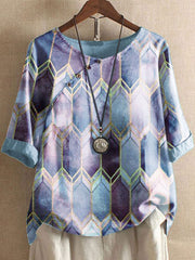 Round Neck Short Sleeve Printed Loose Bottoming Shirt