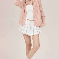New High Waist Slimming Elegant Sweet And Spicy Lace Edge A- Line Pleated Short Skirt For Women