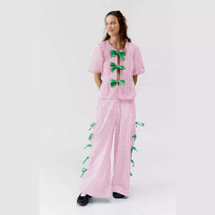 Women's Plaid Trousers Fashionable With Side-slit