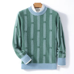 Half Turtleneck Vertical Pattern Color Matching Long Sleeve Sweater