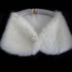 FAUX FUR BRIDAL WEDDING CAPE SHAWLBRIDESMAID STOLE WRAP SHRUG CAPELET BOLERO
