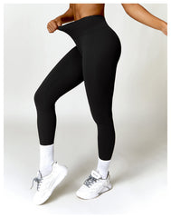 Belly Contracting Hip Lifting Brushed High Waist Yoga Pants