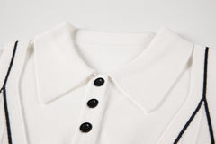 Fake Two-piece Sling Sweater Women Polo Collar Knit Top