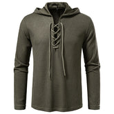 Drawstring Design Men's Hooded Long Sleeve T-shirt