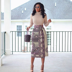 Women's Printed High Waist Hip Skirt Elastic Slim Fit