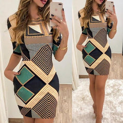 Close Fitting Print Dress