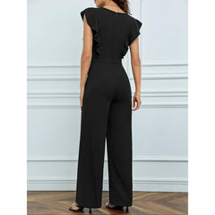 Women's High Waist Ruffles Wide Leg Jumpsuit