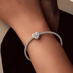 Heart Pattern Beaded S925 Sterling Silver