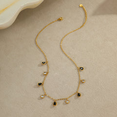 Multicolor Zircon Tassel Pendant Necklace