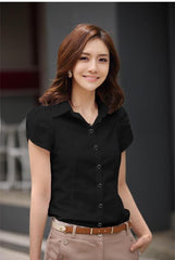 White Shirt Women's Short-sleeved Business Wear Summer Cotton White Shirt