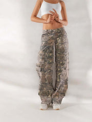 Hip Hop Retro Street Multi-pocket Camouflage Cargo Pants For Women Y2k Hip-hop Cargo Grunge Baggy Trousers