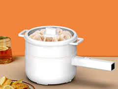 Multifunctional electric hot pot cooker – glass cover PP steamer included