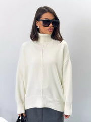 Elegant Warmth Oversized Turtleneck Sweater For Modern Women