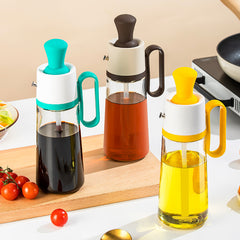 2-in-1 oil dispenser bottle with brush – yellow green brown color options
