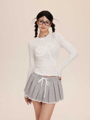 New High Waist Slimming Elegant Sweet And Spicy Lace Edge A- Line Pleated Short Skirt For Women