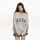 Hot Girl Embroidered Letter Sweater Women's Spring And Autumn Idle Style Fake Two Pieces