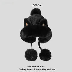 Winter Cute Cartoon Sequins Cat Ears Fleece-lined Thickened Warm Beanie