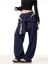 Strap Design Fleece-lined Track Sweatpants