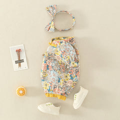 Infant Cheongsam Short-sleeved Jumpsuit Summer Dress New Baby Girl Ethnic Style Floral