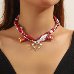 Summer Pendant Pearl All-match Silk Scarf Necklace For Women