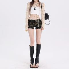 New Low Waist Camouflage Denim Super Shorts Women