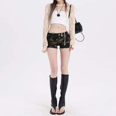 New Low Waist Camouflage Denim Super Shorts Women