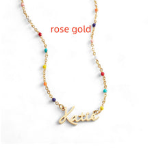 Airy Multiple Name Necklace Personalized Name Necklace Colorful Enamel Chain