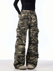 Retro Design Camouflage Cargo Pants Women