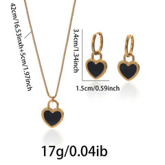 Lxalry 18K Gold Plated Stainless Steel Heart Mirror Jewelry Set Hypoallergenic Skin Safe Necklace Earrings For Daily Evening Never Fade Luxury Gift For Her