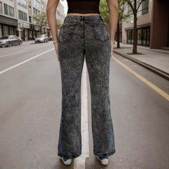 Retro Mid-waist Stretch Flared Jeans For Women