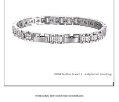 Platinum-plated Diamond Tennis Chain Bracelet For Men