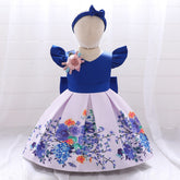 New Forged Print Princess Dress With Headband