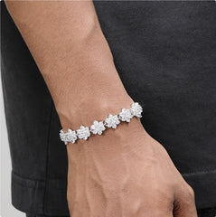 Blue Full Diamond Lotus Bracelet For Men's Hip Hop Dopamine Colored Tennis Chain