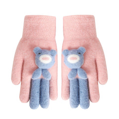 Five Finger Gloves Simple All-match Cartoon Cute Thickening Windproof