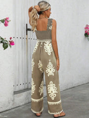 Women's Vacation Casual Sleeveless Printed Wide Leg Jumpsuit