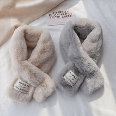 South Korea Chic Style Thickened Solid Color Furry Scarf