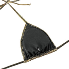 Women's Bronzing Fabric Top Halter Strap Swimsuit Set