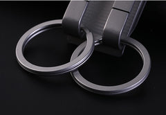 Titanium alloy belt key ring men wear belt double key ring creative custom car key ring ring pendant