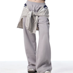 Strap Design Fleece-lined Track Sweatpants