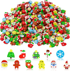 Christmas mini erasers bulk for kids – 150 pcs 3D animal set front view
