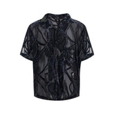 Lightweight Translucent Snake Pattern Short-sleeved Shirt For Men