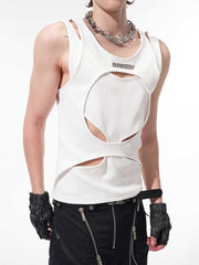 Men's Summer Sleeveless Waistcoat Hollow White Thread Vest