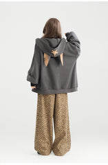 Playful Hooded Zipper Sweatshirt With Women's Fleece