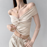 Pleated Kink Stacking Short Sleeve Comfortable Top