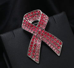 2pc Full Diamond Red Ribbon Alloy Brooch