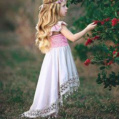 918 small fly sleeve child dress female irregular Fan Lou