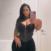 Autumn Denim Hollow Vest Top Women's Fashion Sexy Push-up Hot Girl